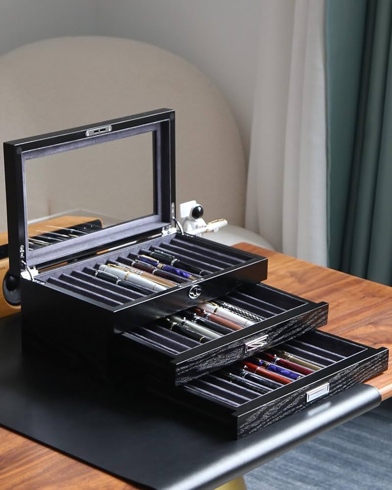 万年筆セット 木製ケース付き Amazon.co.jp: 木製ペンディスプレイボックス、木製万年筆